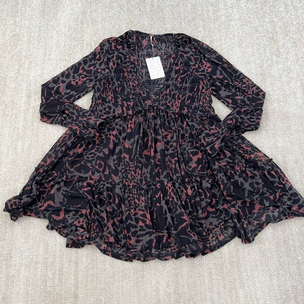 FLAWED NWT Free People Dark Romance Long Sleeve Tunic Top S